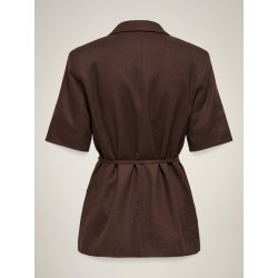 JDY Naomi hør kortærmet blazer - Chicory Coffee