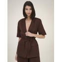 JDY Naomi hør kortærmet blazer - Chicory Coffee
