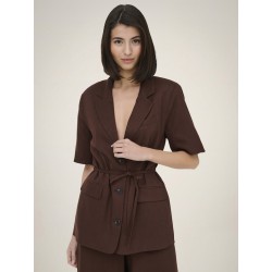 JDY Naomi hør kortærmet blazer - Chicory Coffee