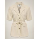 JDY Naomi hør kortærmet blazer - Wheat