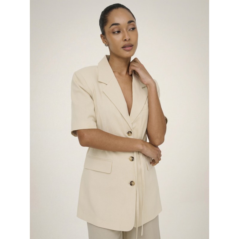 JDY Naomi hør kortærmet blazer - Wheat