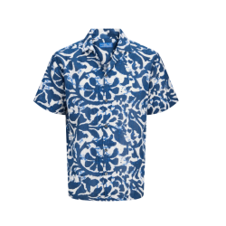 JACK & JONES PLUS Blubillbao kortærmet resort skjorte - Pageant Blue