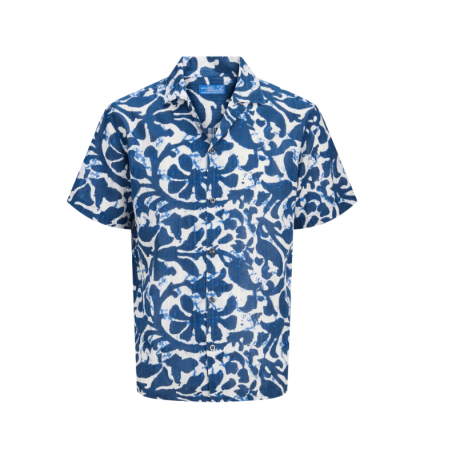 JACK & JONES PLUS Blubillbao kortærmet resort skjorte - Pageant Blue