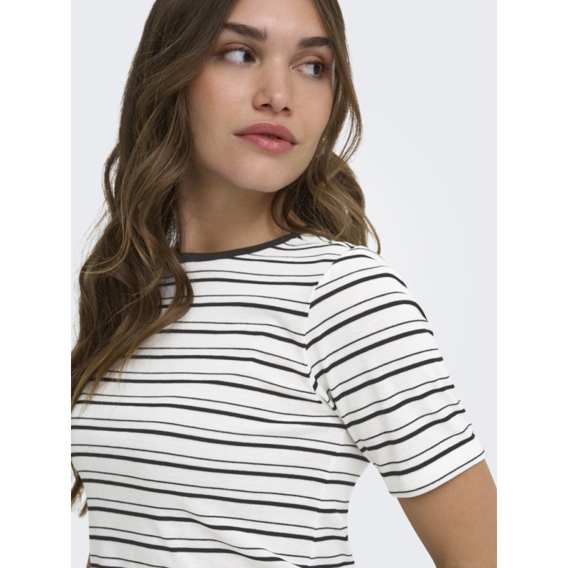 ONLY Elli Rib kortærmet T-shirt - Cloud Dancer