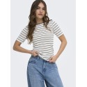 ONLY Elli Rib kortærmet T-shirt - Cloud Dancer
