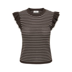 JDY Carice kortærmet Strik Top Med Flæser - Chocolate Brown