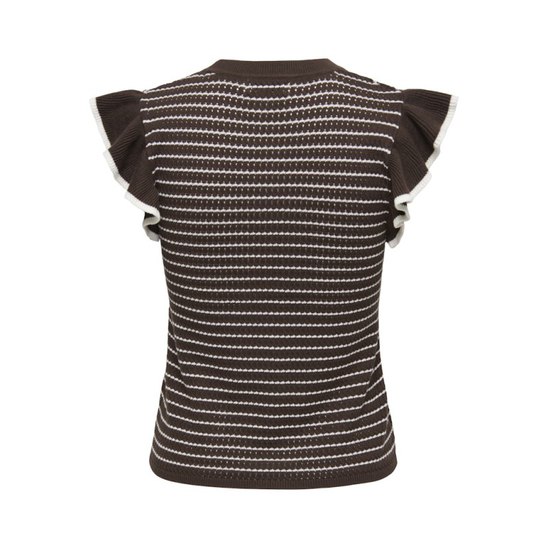 JDY Carice kortærmet Strik Top Med Flæser - Chocolate Brown