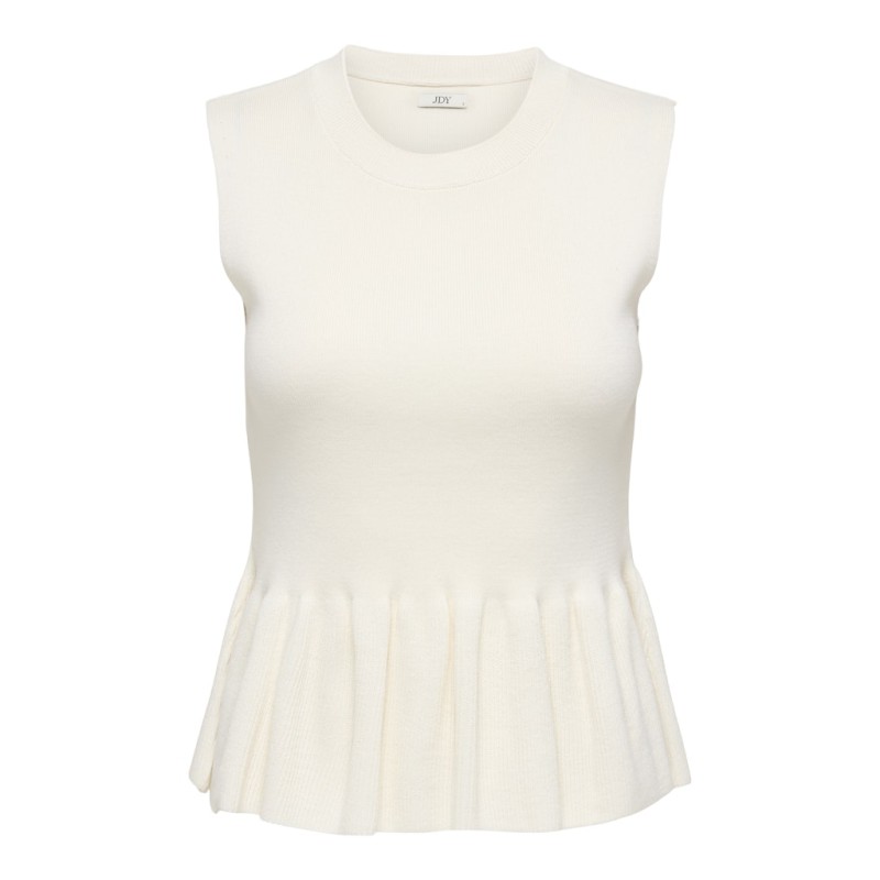 JDY Rhea kortærmet peplum top - Cloud Dancer