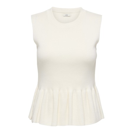 JDY Rhea kortærmet peplum top - Cloud Dancer