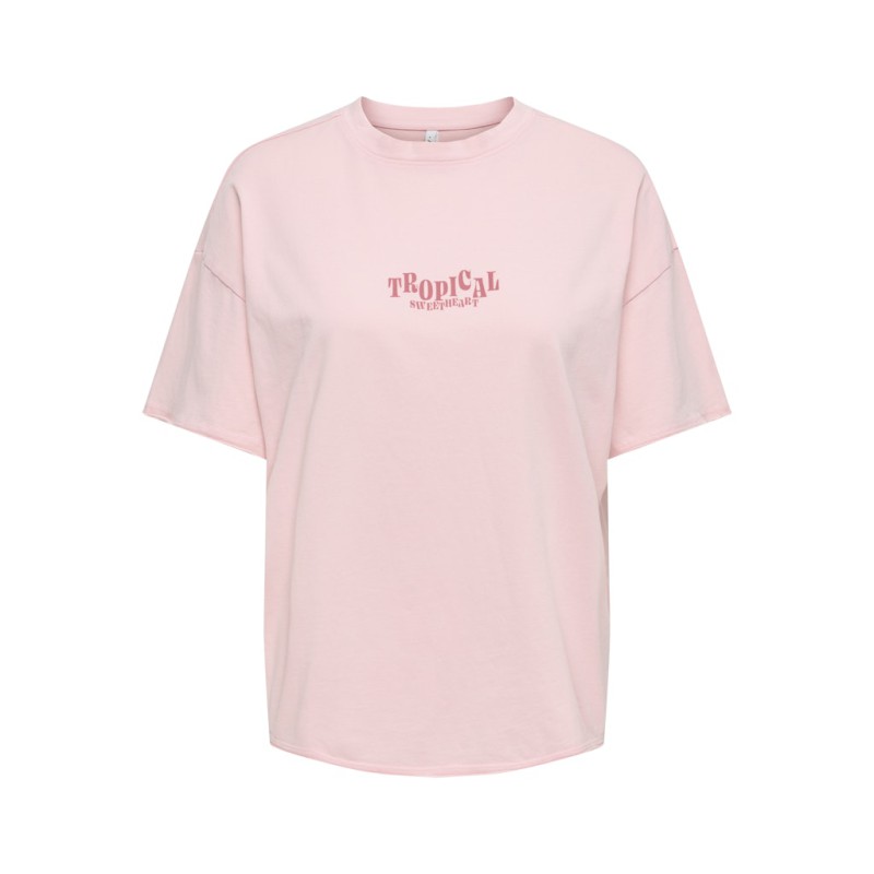 ONLY Kinna kortærmet Oversize T-shirt - Rosy Touch Mango tropical jungle