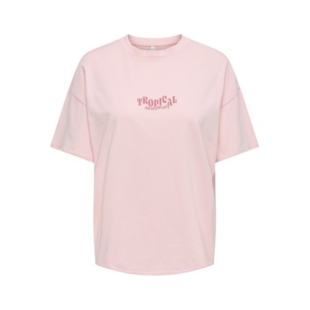 ONLY Kinna kortærmet Oversize T-shirt - Rosy Touch Mango tropical jungle