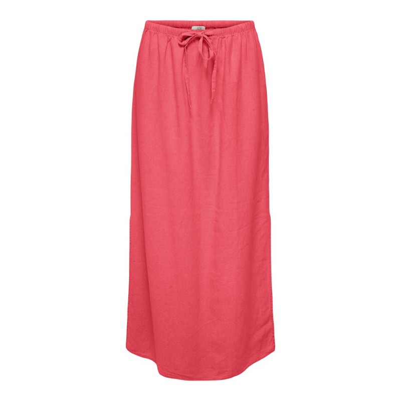JDY Say maxi slit hør nederdel - Calypso Coral