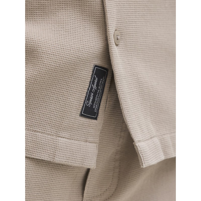 JACK & JONES PLUS Global waffle resort kortærmet skjorte - Vintage Khaki