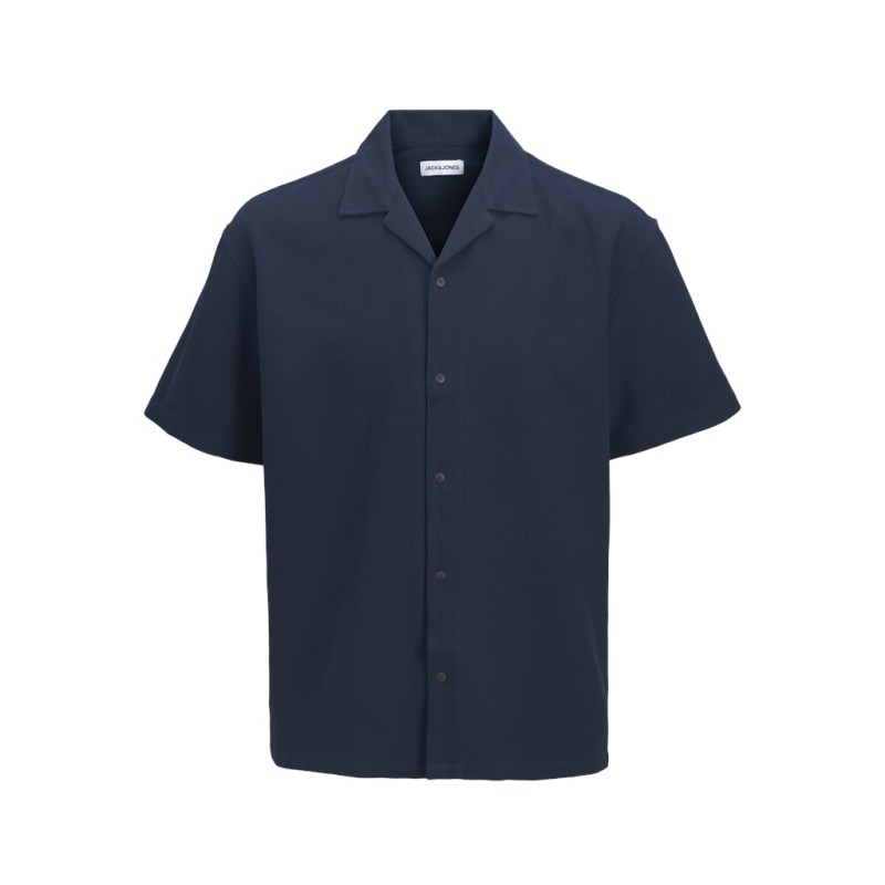 JACK & JONES PLUS Global waffle resort kortærmet skjorte - Navy Blazer