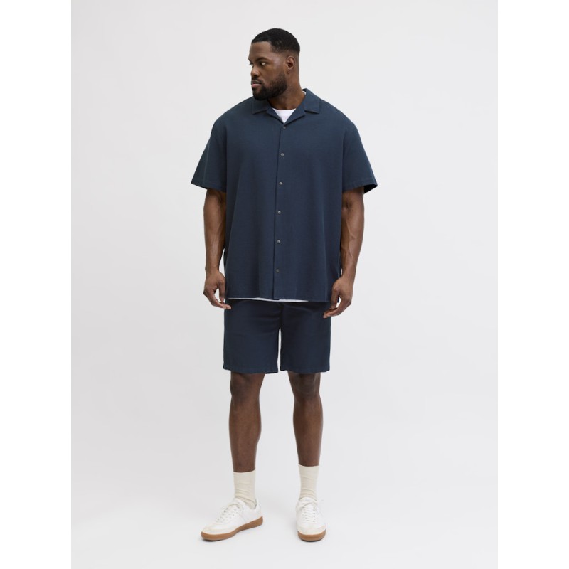 JACK & JONES PLUS Global waffle resort kortærmet skjorte - Navy Blazer