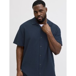JACK & JONES PLUS Global waffle resort kortærmet skjorte - Navy Blazer