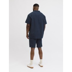 JACK & JONES PLUS Global waffle resort kortærmet skjorte - Navy Blazer