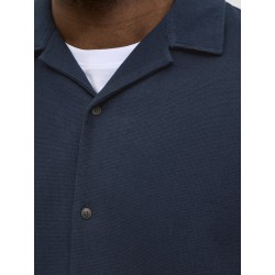 JACK & JONES PLUS Global waffle resort kortærmet skjorte - Navy Blazer