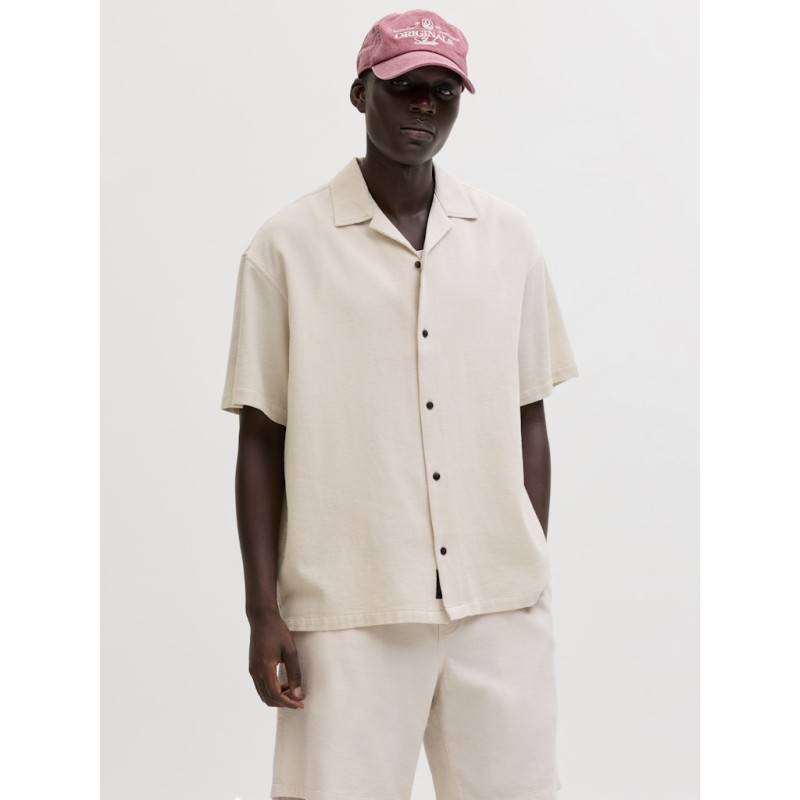 JACK & JONES Global waffle resort kortærmet skjorte - Moonbeam