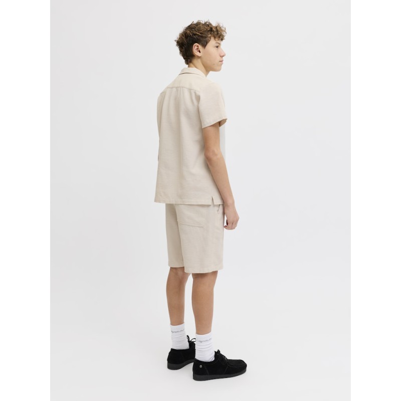 JACK & JONES JUNIOR Global waffle resort kortærmet skjorte - Moonbeam