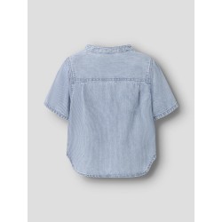 NAME IT MINI Hans stribede denim kortærmet skjorte - Light Blue Denim