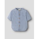 NAME IT MINI Hans stribede denim kortærmet skjorte - Light Blue Denim