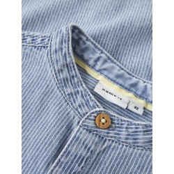 NAME IT MINI Hans stribede denim kortærmet skjorte - Light Blue Denim
