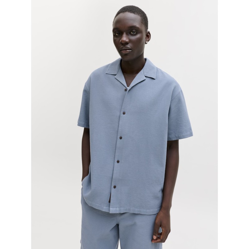 JACK & JONES Global waffle resort kortærmet skjorte - Blue Mirage