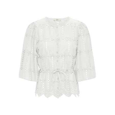 JDY Jojo 3/4 Broderi Anglaise Skjorte - Cloud Dancer