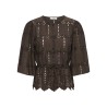 JDY Jojo 3/4 Broderi Anglaise Skjorte - Chocolate Brown