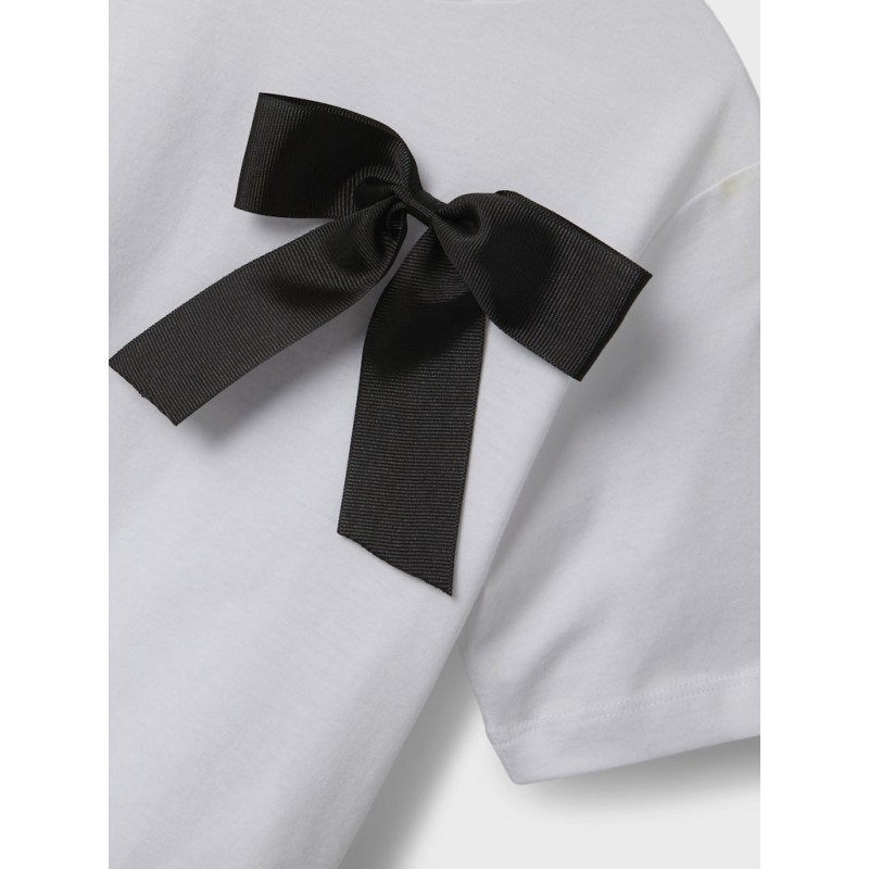 NAME IT Kids Hansa Sløjfe S/S Top - Bright White