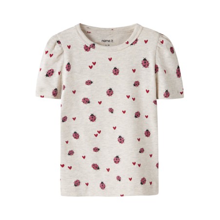 NAME IT Mini Haline kortærmet x-slim top - Peyote Melange