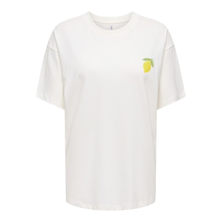 ONLY Elle kortærmet printed t-shirt - Cloud Dancer Lemoncello