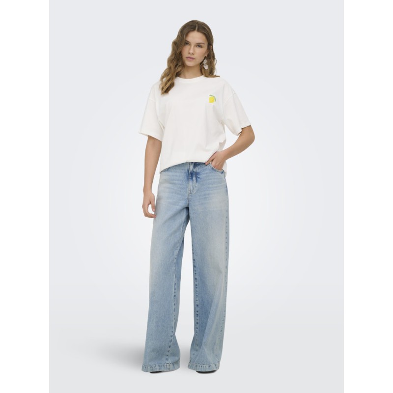 ONLY Elle kortærmet printed t-shirt - Cloud Dancer Lemoncello