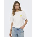 ONLY Elle kortærmet printed t-shirt - Cloud Dancer Lemoncello