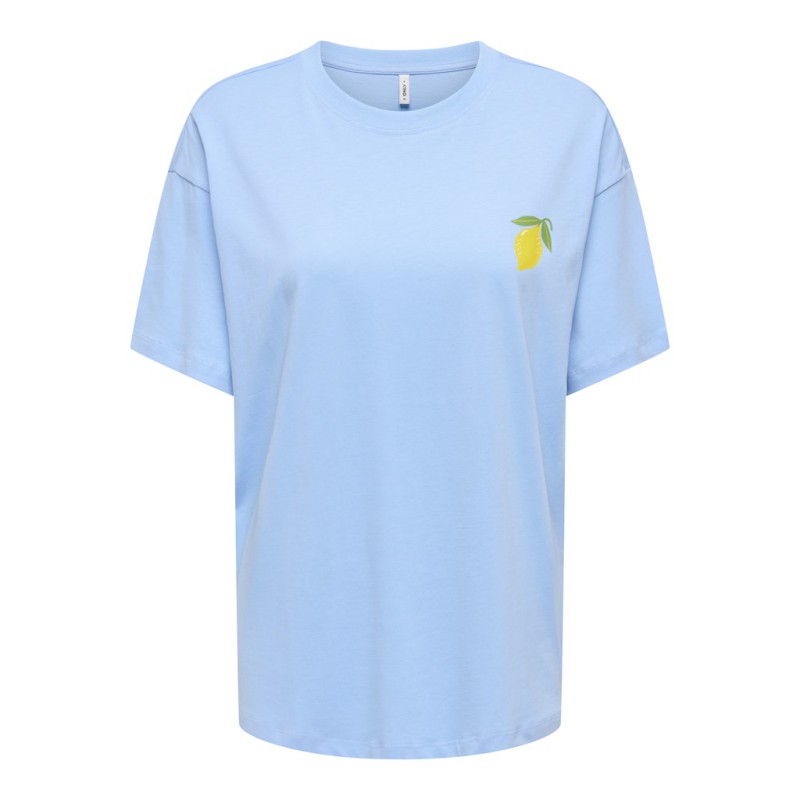 ONLY Elle kortærmet printed t-shirt - Placid Blue Lemoncello