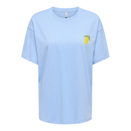 ONLY Elle kortærmet printed t-shirt - Placid Blue Lemoncello