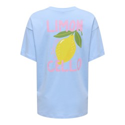 ONLY Elle kortærmet printed t-shirt - Placid Blue Lemoncello