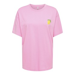 ONLY Elle kortærmet printed t-shirt - Prism Pink Lemoncello