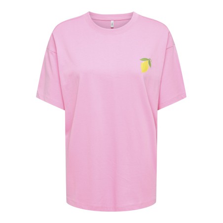 ONLY Elle kortærmet printed t-shirt - Prism Pink Lemoncello
