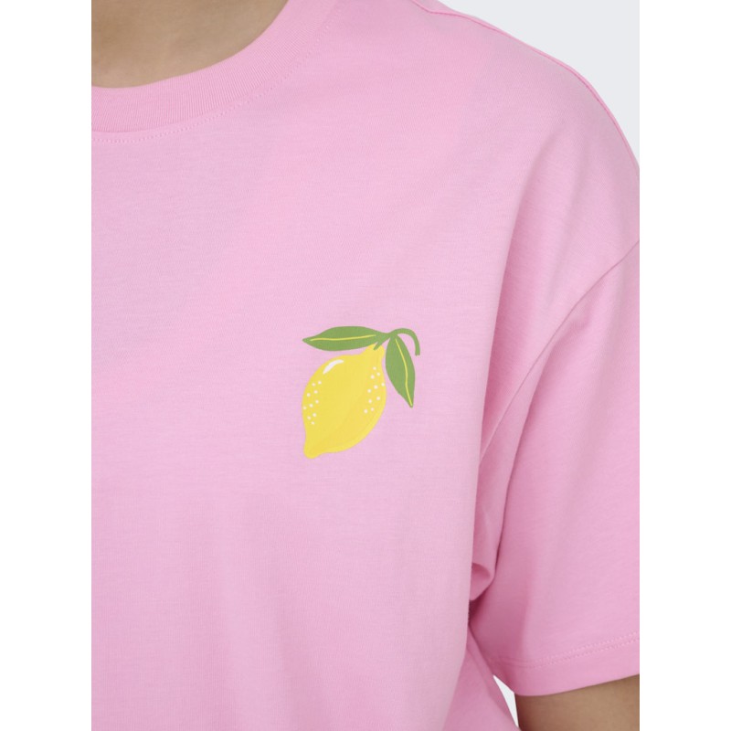 ONLY Elle kortærmet printed t-shirt - Prism Pink Lemoncello
