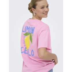 ONLY Elle kortærmet printed t-shirt - Prism Pink Lemoncello