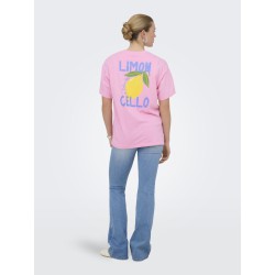 ONLY Elle kortærmet printed t-shirt - Prism Pink Lemoncello
