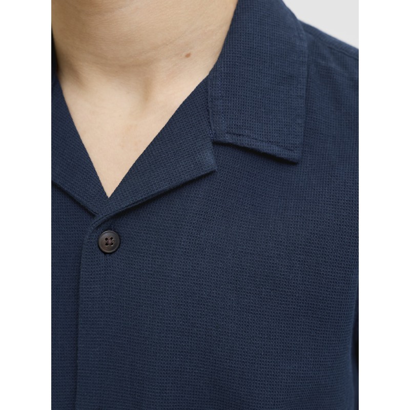 JACK & JONES JUNIOR Global waffle resort kortærmet skjorte - Navy Blazer