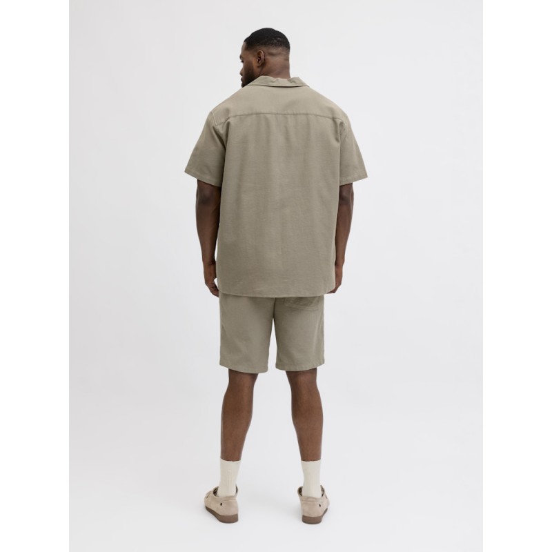 JACK & JONES PLUS Global waffle resort kortærmet skjorte - Vetiver