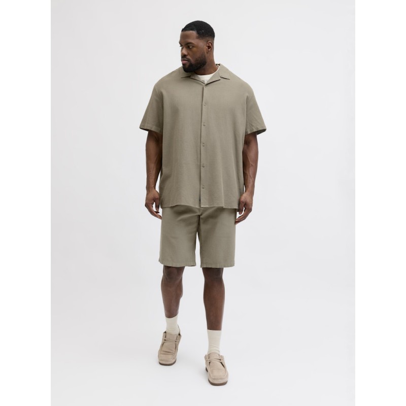 JACK & JONES PLUS Global waffle resort kortærmet skjorte - Vetiver