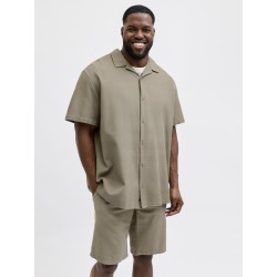 JACK & JONES PLUS Global waffle resort kortærmet skjorte - Vetiver