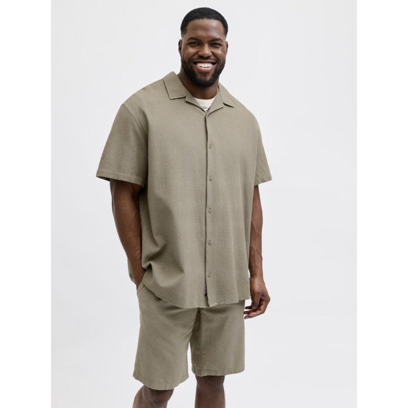 JACK & JONES PLUS Global waffle resort kortærmet skjorte - Vetiver