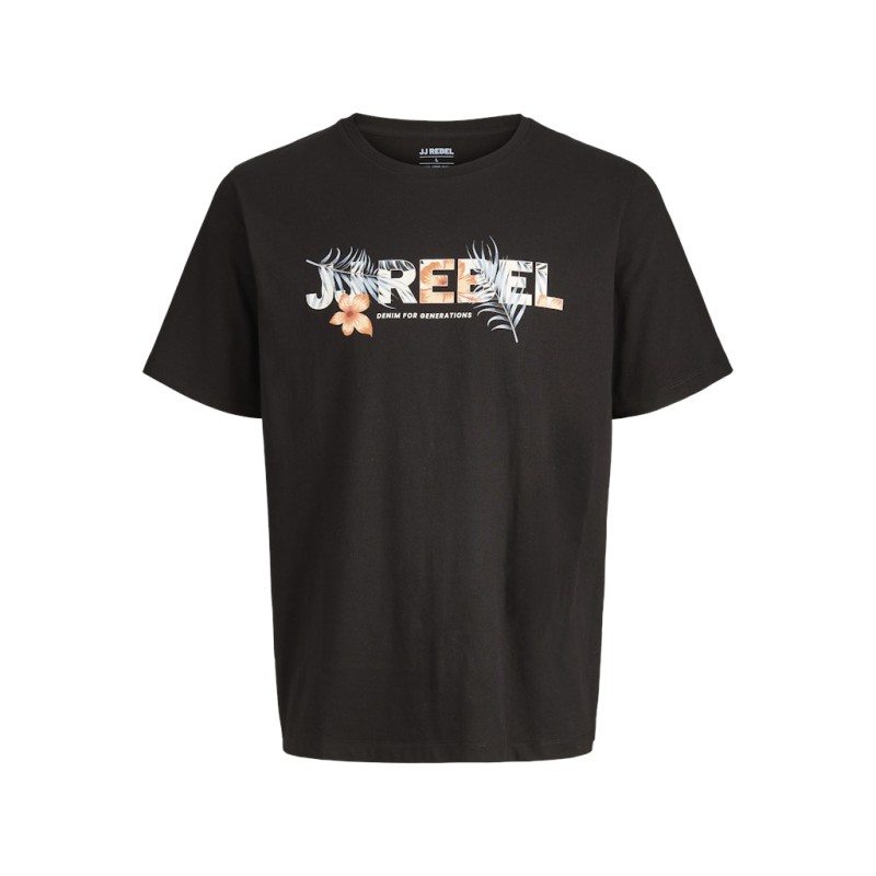 JJ REBEL Russel flower kortærmet t-shirt - Black