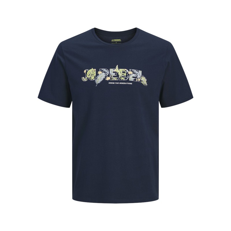 JJ REBEL Russel flower kortærmet t-shirt - Navy Blazer